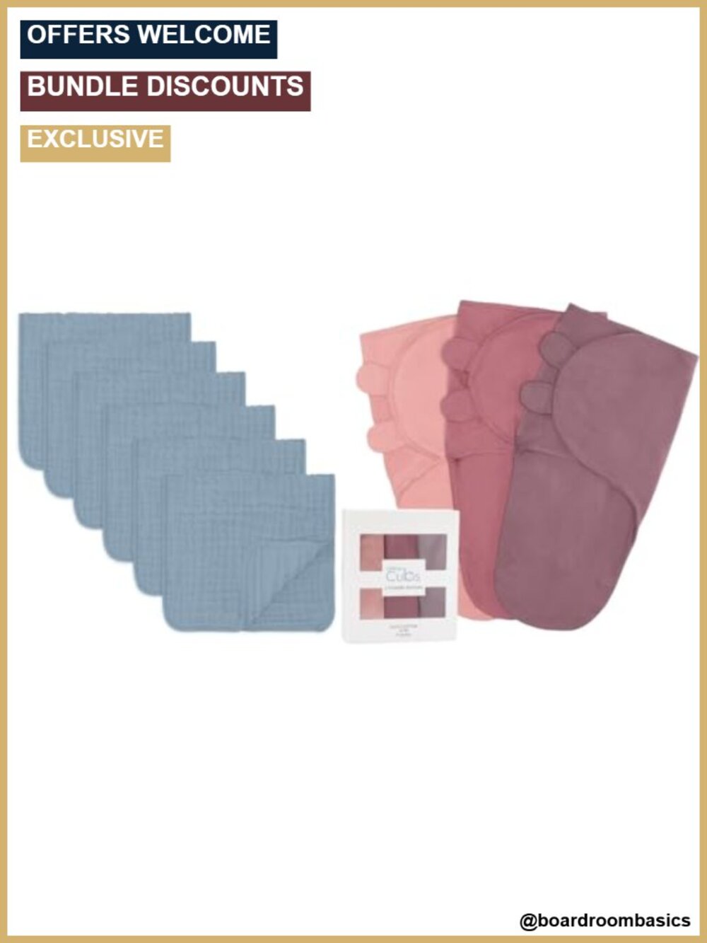 Muslin Burp Cloths 100% Cotton 6 Layer 20x10 Swaddle Blanket 3 Pack